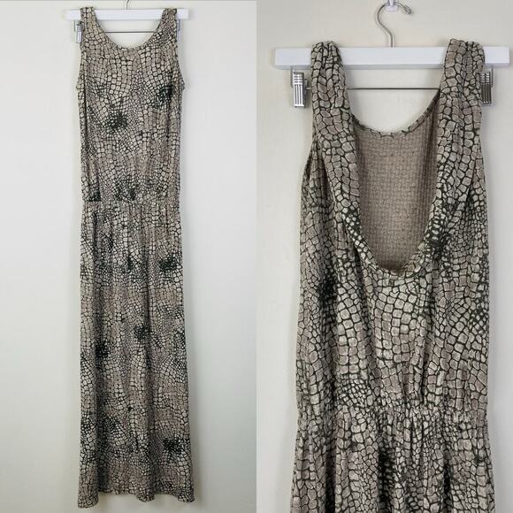Ahimsa Women’s Snake Print Scoop Neck Backless Maxi Dress with Slit Size Medium - Picture 1 of 9